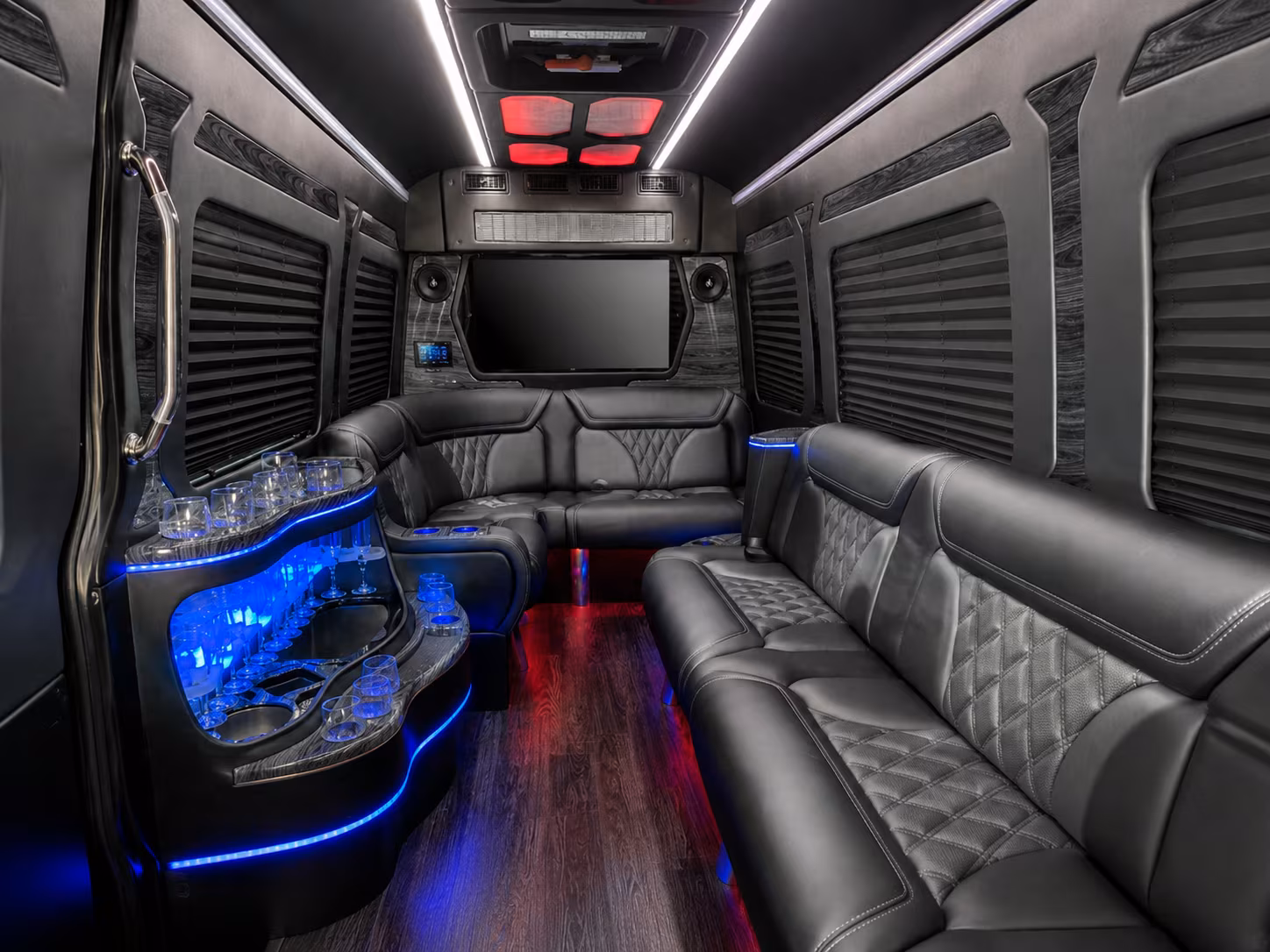 edinburg 30 passenger party bus inside