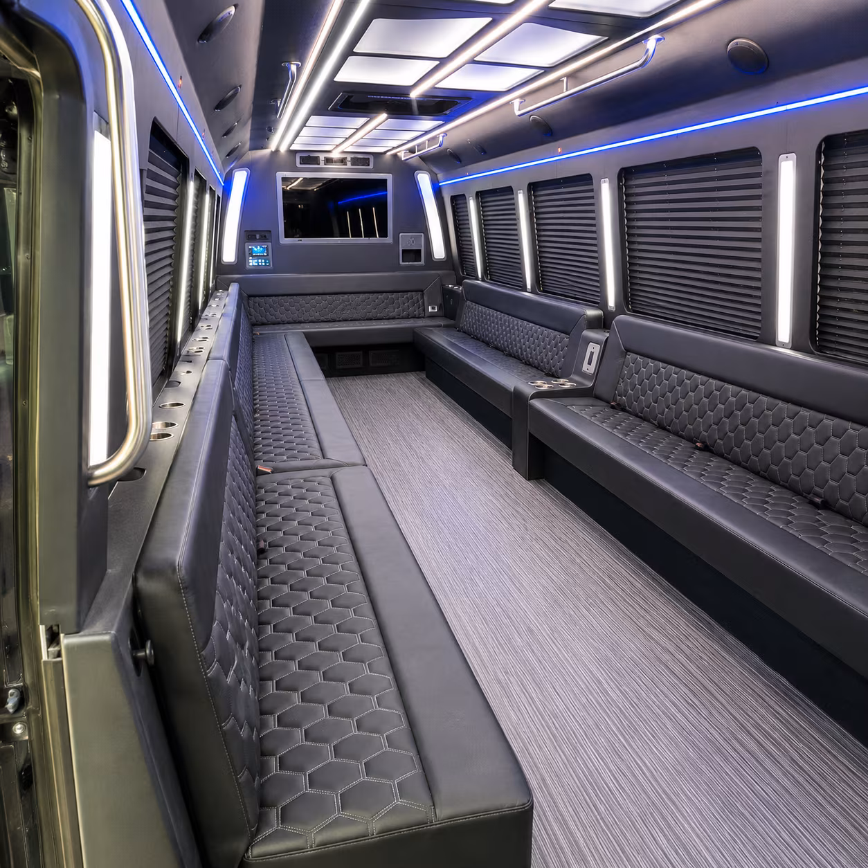 edinburg 40 passenger party bus interior